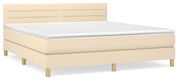 VidaXL Κρεβάτι Boxspring με Στρώμα Κρεμ 160x200 εκ. Υφασμάτινο