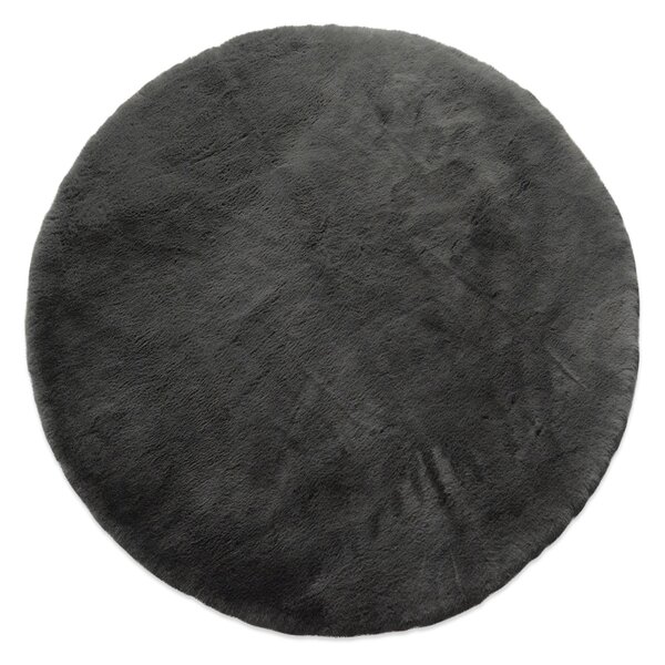 Γούνινο Στρογγυλό Χαλί (Φ160) New Plan Puffy FC7A Dark Grey