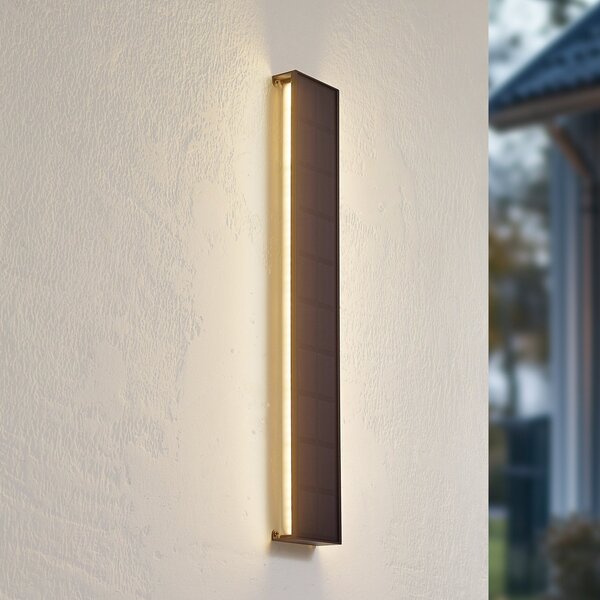 Lindby LED ηλιακό φωτιστικό τοίχου Laarni, ρυθμιζόμενο, IP54, μαύρο, ρυθμιζόμενος, Μαύρο, Αλουμίνιο, Ηλιακά φώτα