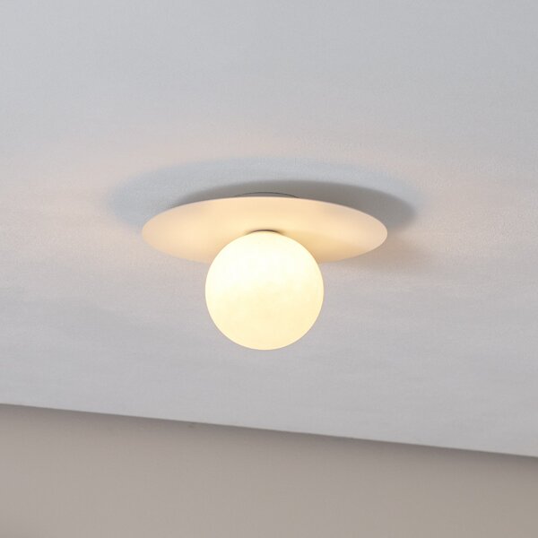 TK Lighting Φωτιστικό οροφής Pixie, λευκό, γυαλί, Ø 25 cm, σφαίρα, G9, ρυθμιζόμενος, Λευκό, Σαλόνι / τραπεζαρία, Μέταλλο, σύγχρονο