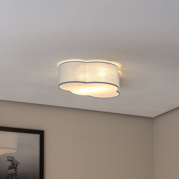 TK Lighting Φωτιστικό οροφής Cloud, μπλε, μήκος 43 cm, ύφασμα, σύννεφο, E27, ρυθμιζόμενος, Μπλε, Παιδικό δωμάτιο, Ύφασμα / Κλωστοϋφαντουργία, Νεανική διαβίωση