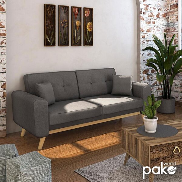 Αναδιπλούμενος καναπές 3 θέσεων Carmelo Γκρι 214x80x86 cm