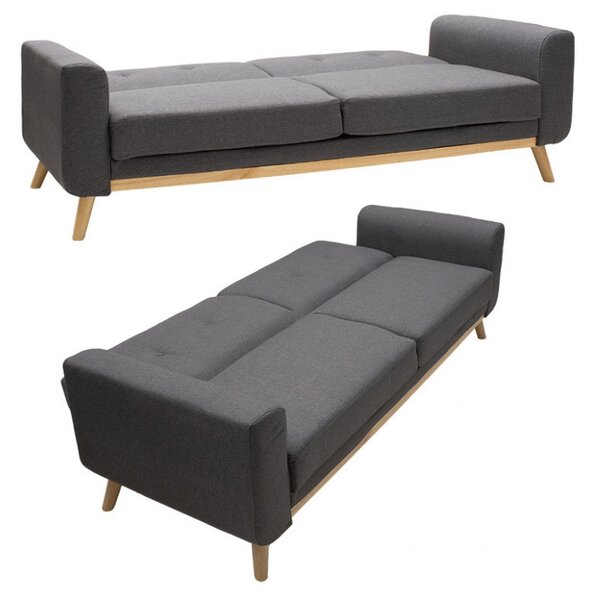 Αναδιπλούμενος καναπές 3 θέσεων Carmelo Γκρι 214x80x86 cm