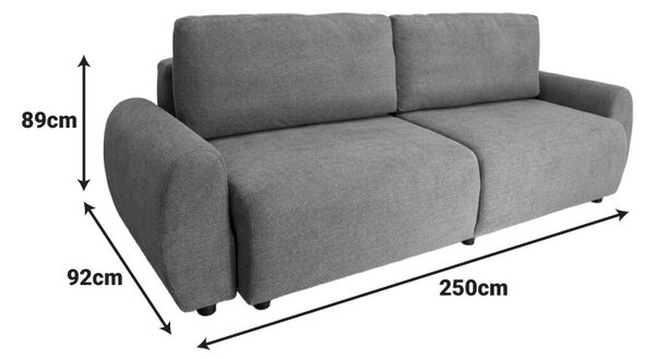 Αναδιπλούμενος καναπές 3 θέσεων Hungie, Μπεζ, 250x92x89 cm