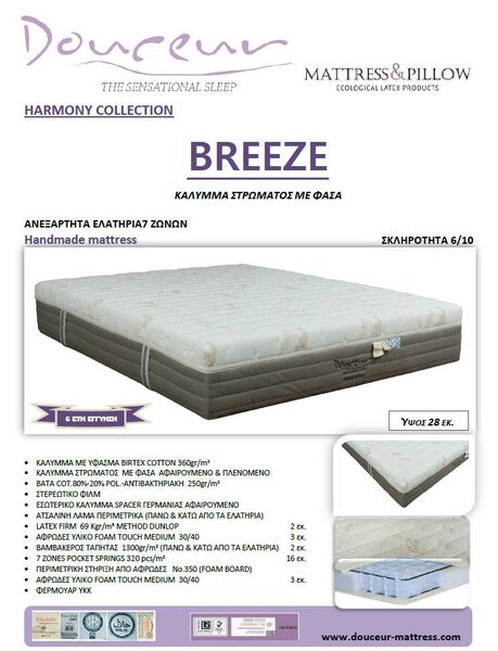 Στρώμα Harmony Breeze 7 Zones 28 cm