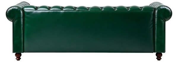 Τριθέσιος καναπές, στυλ Chesterfield, Chesterfield, Pako, Σκούρο Πράσινο 203x67x84 cm