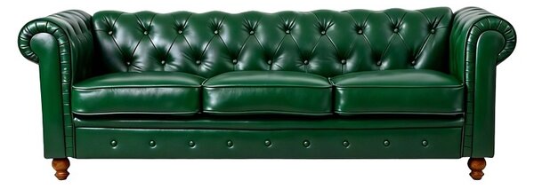 Τριθέσιος καναπές, στυλ Chesterfield, Chesterfield, Pako, Σκούρο Πράσινο 203x67x84 cm