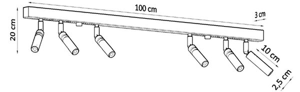 Πλαφονιέρα Eyetech, Λευκή, 100x3x20 cm