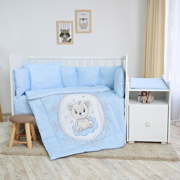 Σετ Προίκας Μωρού 8τεμ για Κούνια Trend Plus Little Bear Blue 20800055901 Lorelli