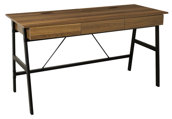 Γραφείο Με 3 Συρτάρια & 2 Ντουλάπια (140x55x75) Spitishop Nuez Walnut/Black