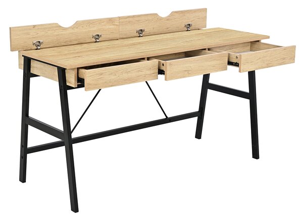 Γραφείο Με 3 Συρτάρια & 2 Ντουλάπια (140x55x75) Spitishop Vivo Natural/Black