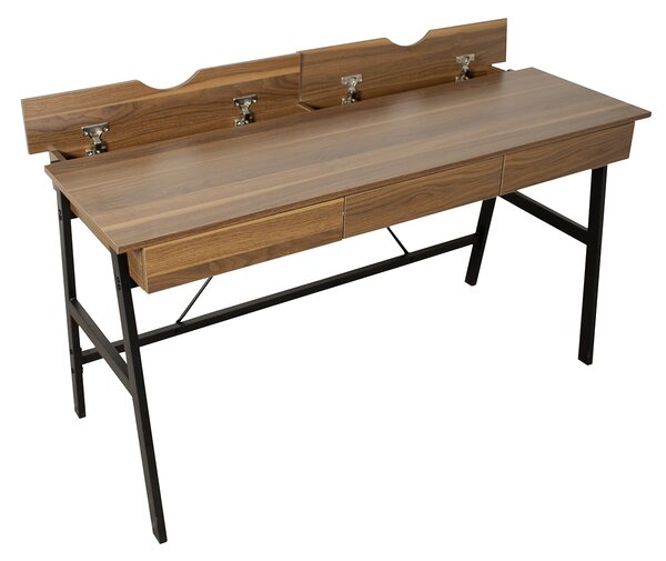 Γραφείο Με 3 Συρτάρια & 2 Ντουλάπια (140x55x75) Spitishop Nuez Walnut/Black