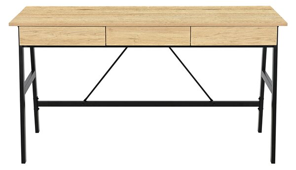 Γραφείο Με 3 Συρτάρια & 2 Ντουλάπια (140x55x75) Spitishop Vivo Natural/Black