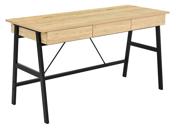 Γραφείο Με 3 Συρτάρια & 2 Ντουλάπια (140x55x75) Spitishop Vivo Natural/Black