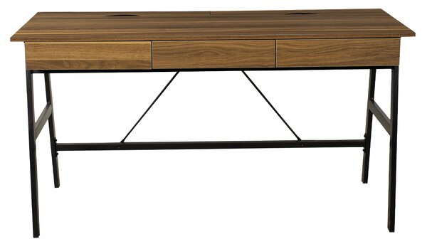 Γραφείο Με 3 Συρτάρια & 2 Ντουλάπια (140x55x75) Spitishop Nuez Walnut/Black