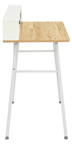 Γραφείο Υπολογιστή Με 2 Ράφια & Συρτάρι (90x50x91) Spitishop Muse Natural/White