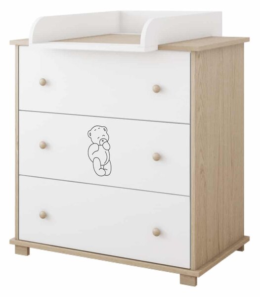 Συρταριέρα με Αλλαξιέρα White & Oak Bear 83x48x87cm BC20012 BabyCute