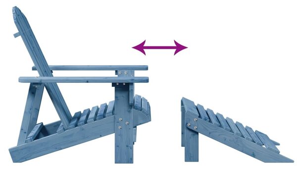 Καρέκλα Adirondack με Υποπόδιο Μπλε από Ξύλο Ελάτης - Μπλε