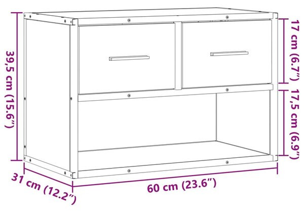 Έπιπλο Τηλεόρασης Καφέ Δρυς 60x31x39,5 εκ. Επεξεργασμένο Ξύλο - Καφέ