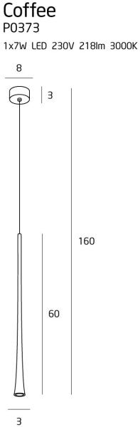 MAXLIGHT P0373 - Κρεμαστό φωτιστικό οροφής LED ΚΑΦΕΣ LED/7W/230V διάμετρος 3 cm μαύρο