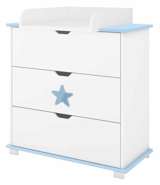 Συρταριέρα με Αλλαξιέρα Star White & Blue 83x48x87cm BC20028 BabyCute