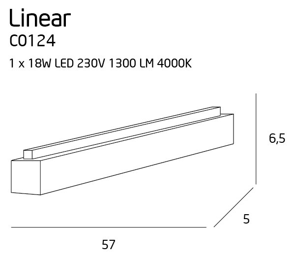 MAXLIGHT C0124 - Φωτιστικό οροφής LED LINEAR LED/18W/230V 57 cm λευκό