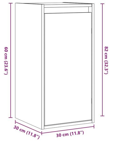 Ντουλάπι Τοίχου 30 x 30 x 100 εκ. από Μασίφ Ξύλο Πεύκου - Καφέ