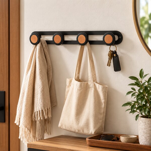 Κρεμάστρα Τοίχου 4 Θέσεων (40x5x3.5) T-D Hook Black 9037103
