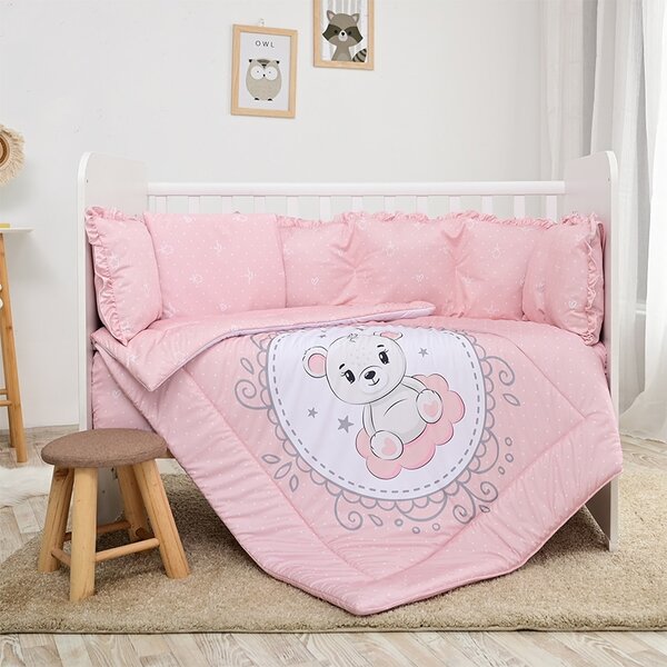 Σετ Προίκας Μωρού Για Κούνια 60x120cm 4τεμ. LILY Little Bear Pink 20800145902 Lorelli