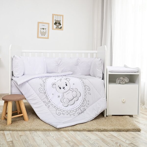 Σετ Προίκας Μωρού 8τεμ για Κούνια Trend Plus Little Bear Grey 20800055903 Lorelli