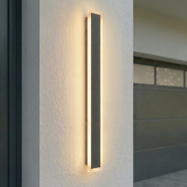 Lucande Εξωτερικός φωτιστικός τοίχου LED Ilora, μαύρος, 100 cm, CCT, IP65, Μαύρο, Ανοξείδωτος χάλυβας, σύγχρονο