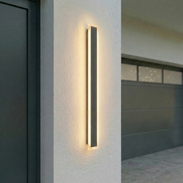 Lucande Εξωτερικός φωτιστικός τοίχου LED Ilora, μαύρος, 100 cm, CCT, IP65, Μαύρο, Ανοξείδωτος χάλυβας, σύγχρονο