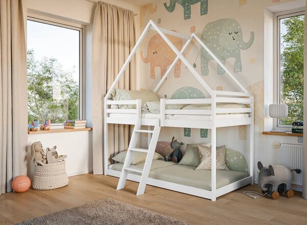 Χαμηλή Κουκέτα Montessori Sweet από μασίφ ξύλο White 90×200cm (Δώρο 10% Έκπτωση στα Στρώματα)