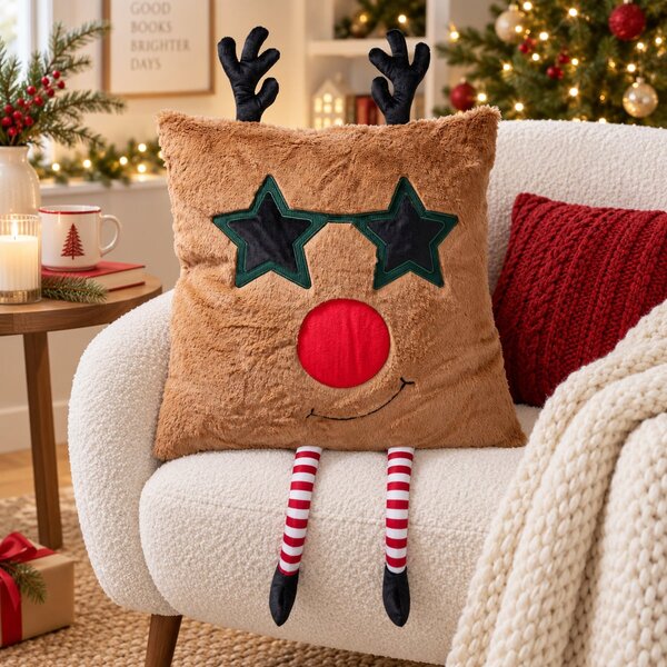 Χριστουγεννιάτικο Μαξιλάρι (45x45) K-M Reindeer Beige AAE448200