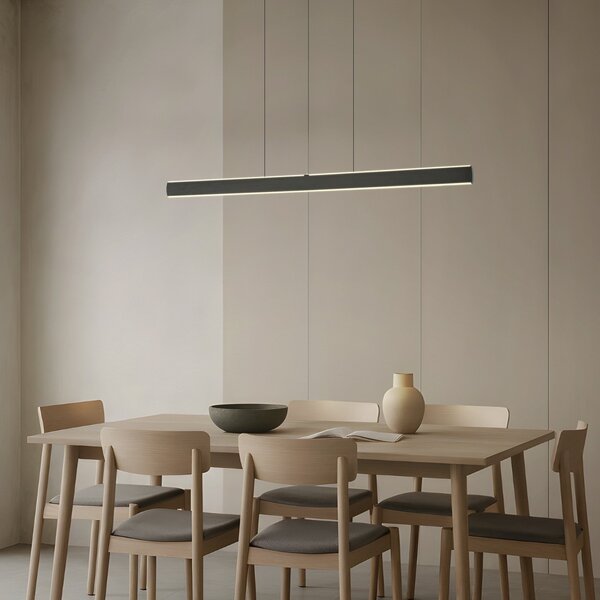 Lucande LED κρεμαστή λάμπα Arvon, μαύρη, 117 cm, ρυθμιζόμενη ένταση φωτισμού,, ρυθμιζόμενος, Μαύρο, Σαλόνι / τραπεζαρία, Μέταλλο, σύγχρονο