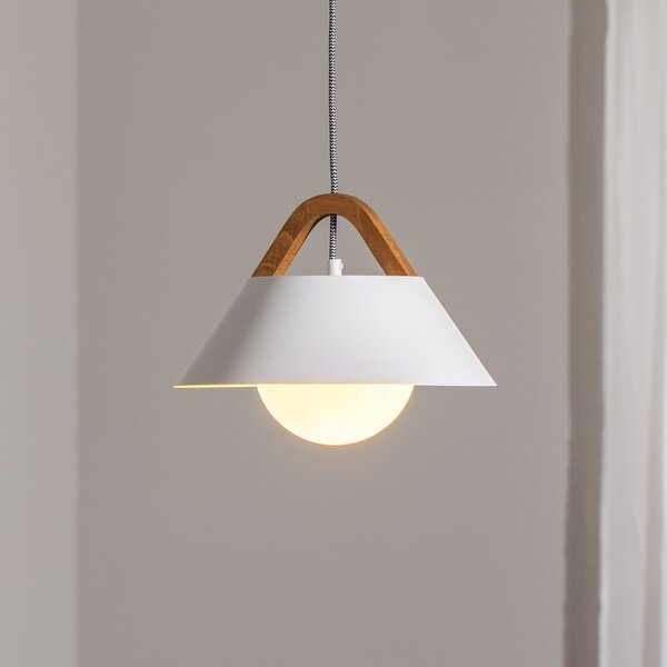 Luminex Κρεμαστό φωτιστικό Funda, λευκό, Ø 30 cm, 1 λάμπα, μέταλλο/γυαλί, ρυθμιζόμενος, Λευκό, Σαλόνι / τραπεζαρία, Μέταλλο, σύγχρονο