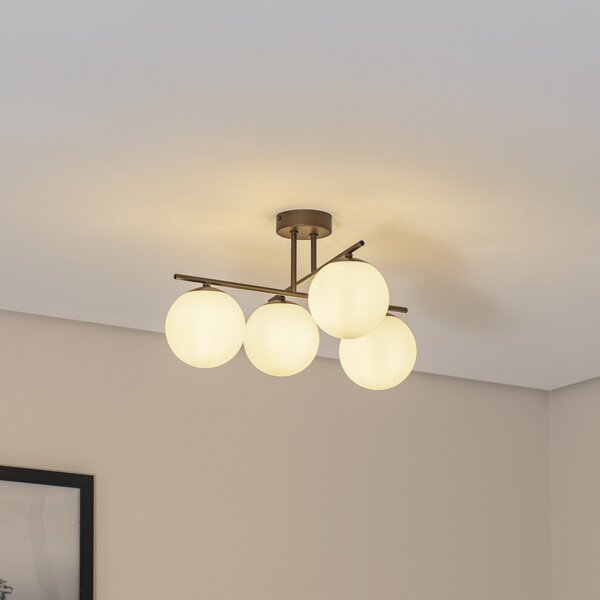 Domiluce Aurora φωτιστικό οροφής, καφέ, Ø 50 cm, 4-φωτο, γυαλί, E14, ρυθμιζόμενος, Καφέ / Σκουριάς, Σαλόνι / τραπεζαρία, Γυαλί