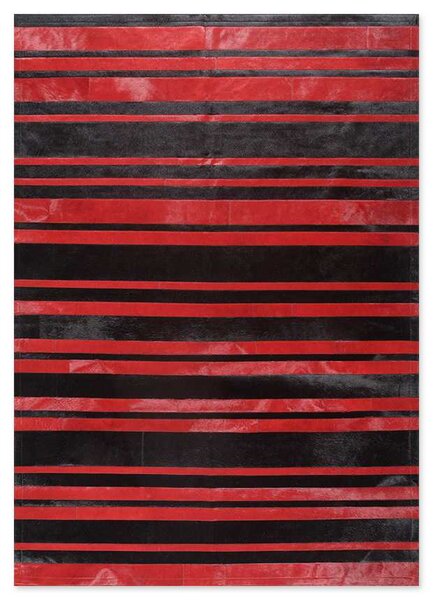 Δερμάτινο Χειροποίητο Χαλί Skin Stripes Black-Red - 140X200