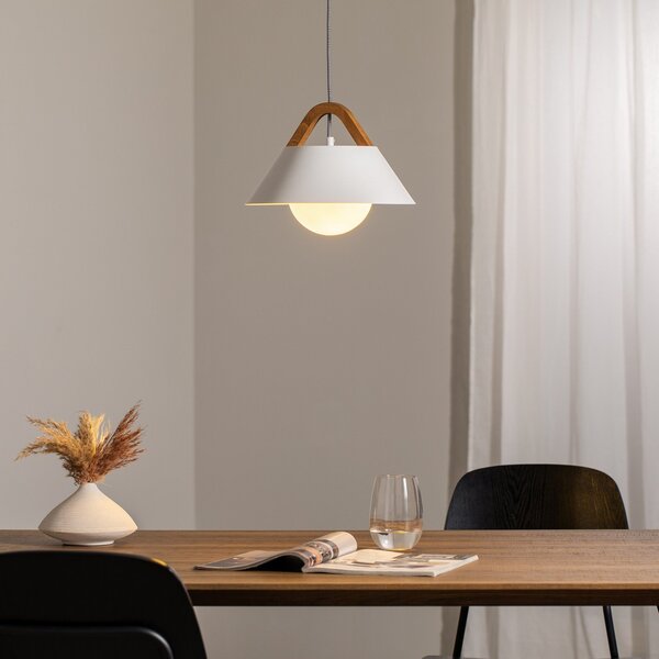 Luminex Κρεμαστό φωτιστικό Funda, λευκό, Ø 30 cm, 1 λάμπα, μέταλλο/γυαλί, ρυθμιζόμενος, Λευκό, Σαλόνι / τραπεζαρία, Μέταλλο, σύγχρονο