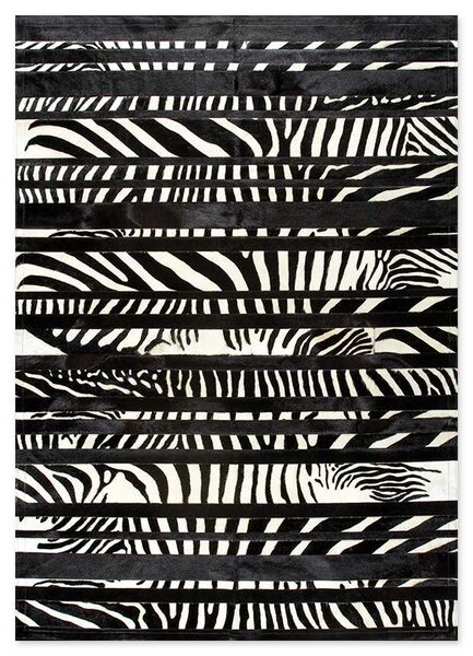 Δερμάτινο Χειροποίητο Χαλί Skin Stripes Black-Zebra - 140X200