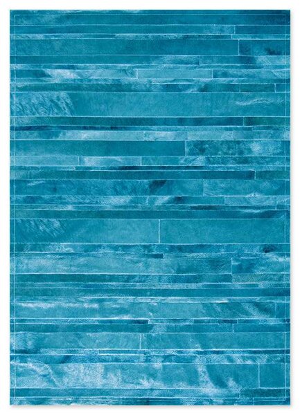 Δερμάτινο Χειροποίητο Χαλί Skin Stripes Turquoise - 140X200