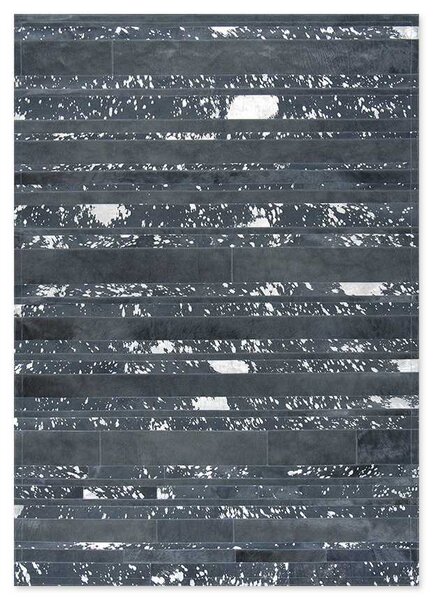 Δερμάτινο Χειροποίητο Χαλί Skin Stripes Acid Dark Grey-Silver - 170X240