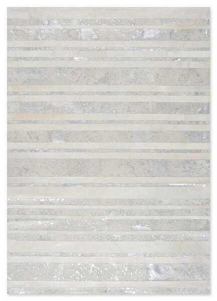 Δερμάτινο Χειροποίητο Χαλί Skin Stripes Acid White-Silver - 170X240