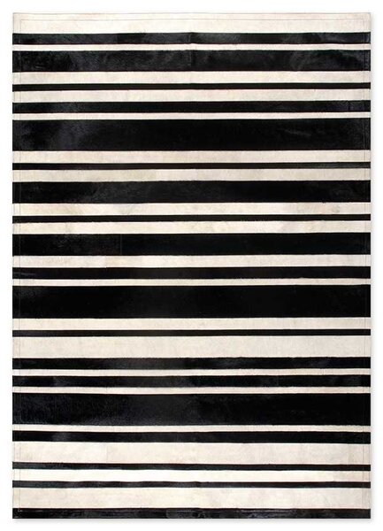 Δερμάτινο Χειροποίητο Χαλί Skin Stripes Black-White - 140X200