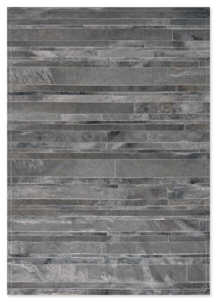 Δερμάτινο Χειροποίητο Χαλί Skin Stripes Light Grey - 140X200