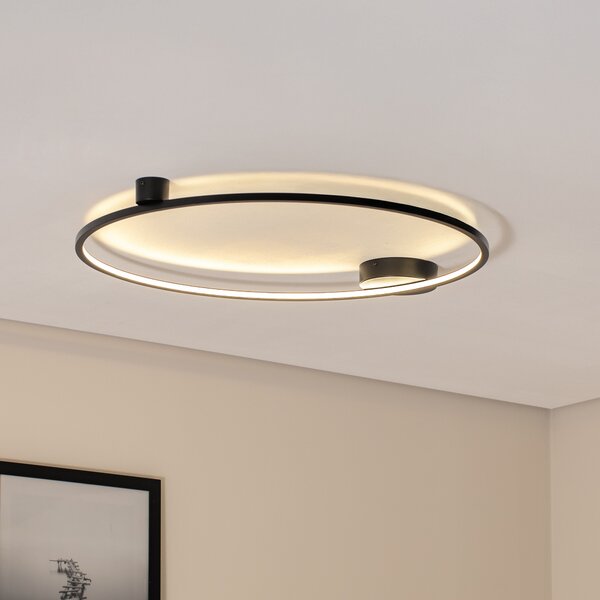Milagro Lighting Φωτιστικό οροφής LED Saturno, μαύρο, Ø 80 cm, μέταλλο, 4.000 K, Μαύρο, Σαλόνι / τραπεζαρία, Αλουμίνιο, σύγχρονο