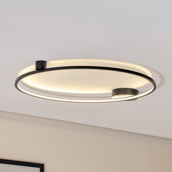 Milagro Lighting Φωτιστικό οροφής LED Saturno, μαύρο, Ø 80 cm, μέταλλο, 4.000 K, Μαύρο, Σαλόνι / τραπεζαρία, Αλουμίνιο, σύγχρονο