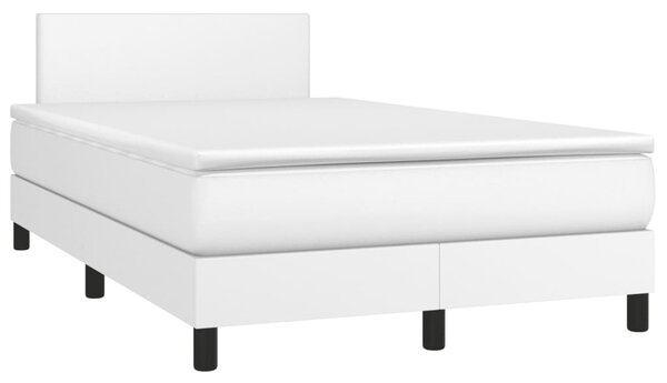 VidaXL Κρεβάτι Boxspring με Στρώμα Λευκό 120x190εκ.από Συνθετικό Δέρμα