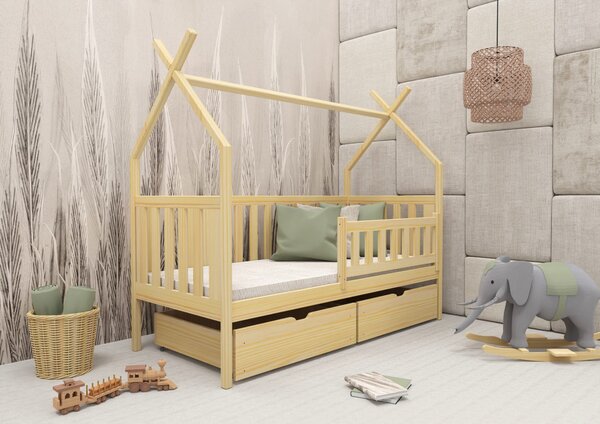 Κρεβάτι Montessori Tipi Simba με Συρτάρια από μασίφ ξύλο Natural 90×200cm (Δώρο 10% Έκπτωση στο