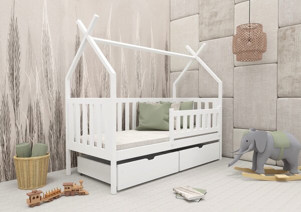 Κρεβάτι Montessori Tipi Simba με Συρτάρια από μασίφ ξύλο White 90×200cm